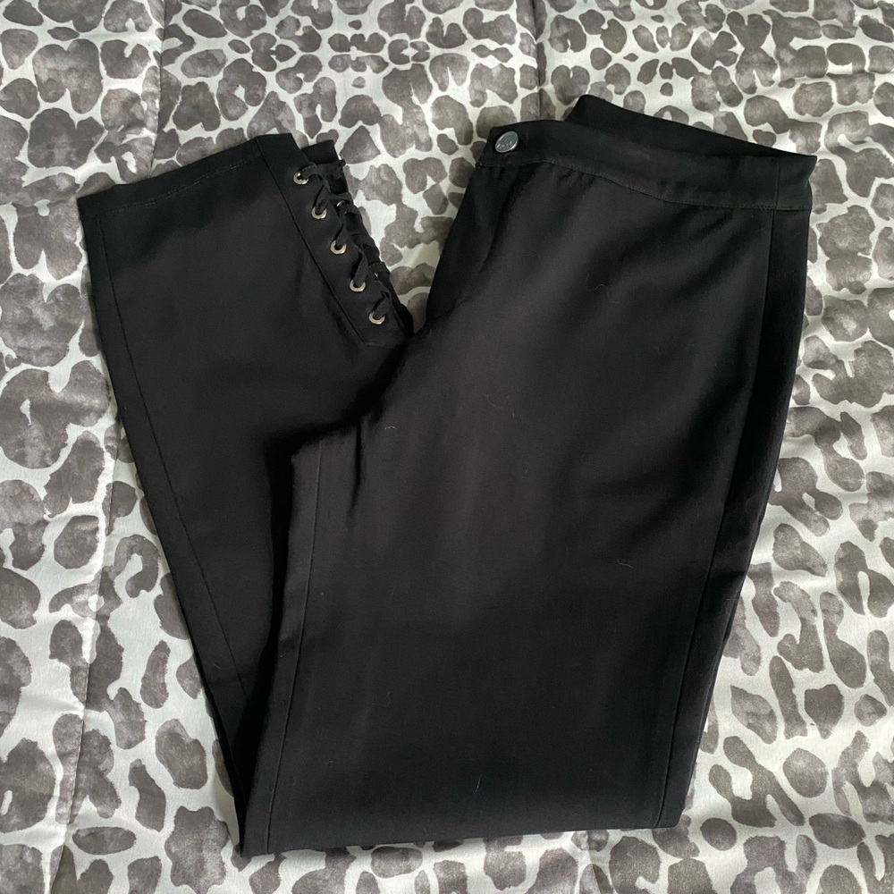 NWOT Lysse black lace up ankle pants Sz M